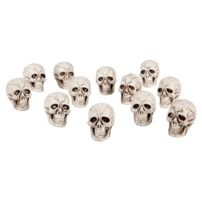 Imagen de Boland 74390 Juego de calaveras, 12 piezas, tamaño 4 x 3 cm, decoración esqueleto, para Halloween, fiesta temática y carnaval
