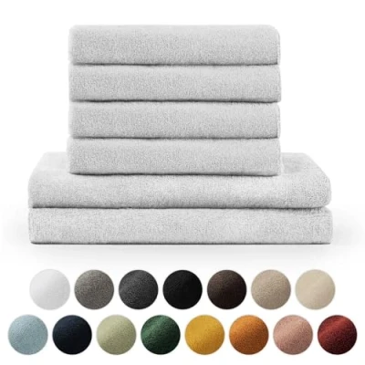 Imagen de Blumtal Juego de 2 Toallas Baño (70x140cm) + 4 Manos (50x100cm) Suaves y Absorebentes, 100% algodón, Certificado Oeko Tex 100, Blanco