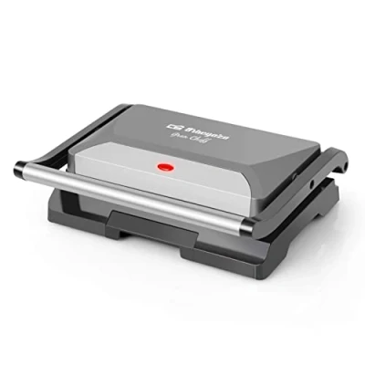 Imagen de Orbegozo GR 3200 Grill de acero inoxidable, placa antiadherente, bandeja recoge salsas, indicador luminoso, 800 W