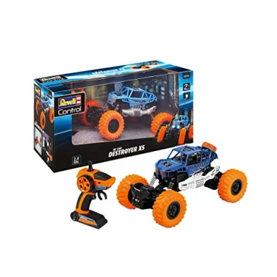 Imagen de Revell RC Car Crawler Destroyer XS, GHz Fernsteuerung, Frontbeleuchtung, 1:18, 23,5 cm Coche teledirigido, Color Azul (24594)