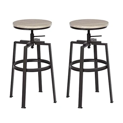Imagen de Juego de 2 taburetes bar silla desayuno Ajustable con reposapiés, Adecuado para Bares, bistrós, cafeterías, cocinas