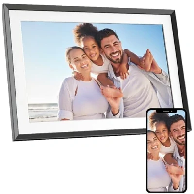 Imagen de AGFA PHOTO Marco de fotos digital Realiview 10&quot; 32 GB HD WiFi, pantalla táctil, tiempo, reloj, montaje en pared, compartir a distancia, multimedia, resolución 1200x800 APF1000 WiFi Negro