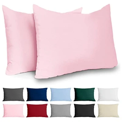Imagen de Dreamzie Funda Almohada 50x70 Algodón Reforzado (Pack de 2) Rosa Tela Apretada 57 Hilos/cm² 50 x 70 Certificación Oeko Tex