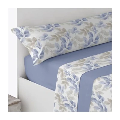 Imagen de Acomoda Textil Juego Sábanas Microfibra con Bajera Ajustable, Encimera y Funda Almohada para Cama Individual Matrimonio. Verano Invierno Cómodas Transpirables. (Tauste Azul, 90 cm)