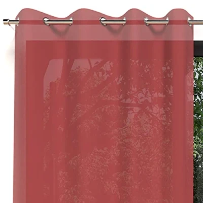 Imagen de Soleil d&#039;ocre Visillo con Ojales Alix, Rojo, 140 x 250 cm