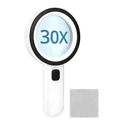 Imagen de QWORK® 30X Lupa de Lectura, con 12 Luces LED, Lectura luz, para Manualidades, joyería