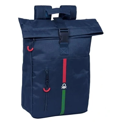 Imagen de BENETTON ITALY Mochila con Solapa para Portátil de 15.6&quot;, Ideal Diferentes Edades, Cómoda y Versátil, Calidad Resistencia, 28x13x42 cm, Color Azul Marino