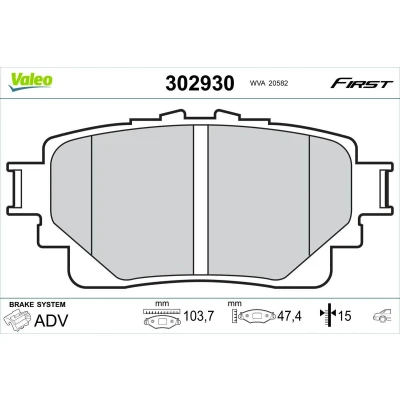 Imagen de VALEO 302930 Juego de pastillas freno Eje trasero excl. contacto avisador desgaste sin tornillos, chapa antichirridos TOYOTA: RAV4 V