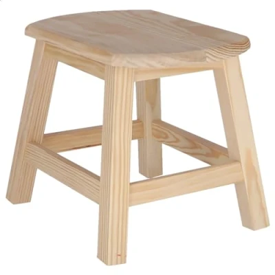 Imagen de WELL HOME Taburete OVAL grande fabricado en madera, acabado SIN barniz, 36x29x30 cm