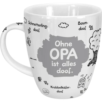 Imagen de Sheepworld taza con texto en alemán Ohne Opa ist alles doof Porcelana, 45 cl para café y té, 45136