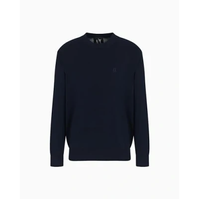 Imagen de Armani Exchange Icon Project, Embroidered Logo Suéter pulóver, Azul Marino Profundo, M para Hombre