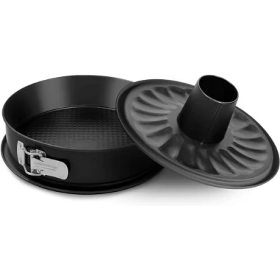 Imagen de FORMEGOLOSE, Molde Doble Cara 26 cm, Con Base Antigoteo, De Acero Inoxidable Capa Antiadherente, Color Negro