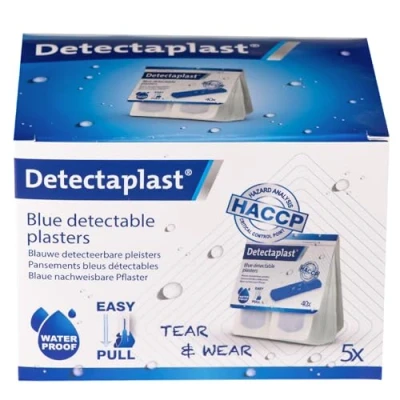 Imagen de Detectaplast Juego de Recambio para Dispensador Tiritas, 200 Tiritas Azules Impermeables la Restauración, Kit 5 x 40 Apósitos Detectables
