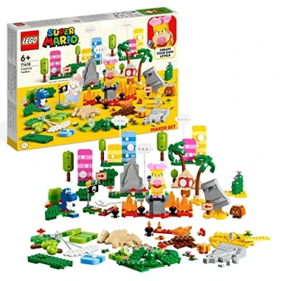 Imagen de LEGO 71418 Super Mario Set de Creación: Caja Herramientas Creativas para Pack Inicial o Expansión Bros, CREA Niveles Personalizados Hierba, Desierto y Lava