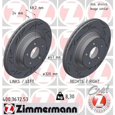 Imagen de ZIMMERMANN 400.3672.53 Disco de freno 320 24 6/5 5 112 ventilación interna, ranurado revestido altamente carbonizado MERCEDES BENZ: Clase E Berlina