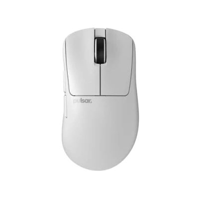 Imagen de Pulsar Gaming Gears Xlite v4 Ratón inalámbrico para juegos, ultraligero, 54 g, ergonómico, interruptor óptico, 32000 DPI, 750 IPS, sensor XS 1, compatible con 8K (mediano, blanco)