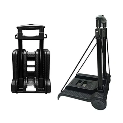 Imagen de Carretilla de Mano Plegable, con Ruedas PVC Resistentes al Desgaste sin Ruido y Barra Tiro Ajustable, Capacidad 40 kg Peso liviano (1.4 kg), Carro Servicio Pesado portátil Duradero