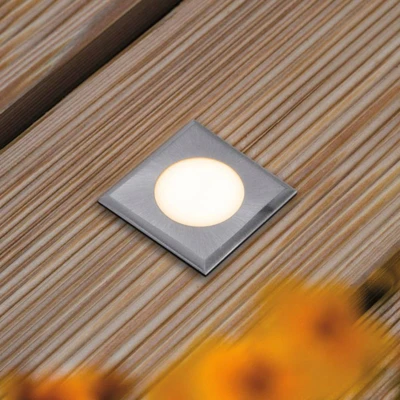 Imagen de Paulmann 94366 Luminaria exterior LED empotrable en el suelo IP67, cuadrada, incl. 1x2 W, inox mate, luz exterior, acero inoxidable, plástico, 3000 K