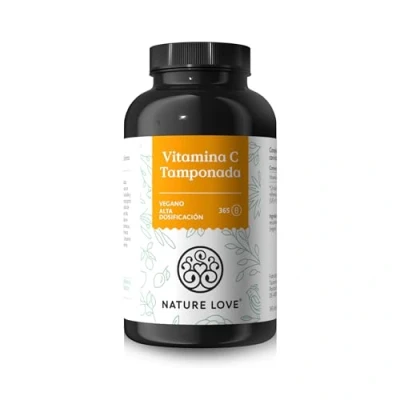 Imagen de NATURE LOVE® vitamina C Tamponada Alta dosis de 1.000 mg por diaria 365 cápsulas pH neutro e inocuo para el estómago vegano