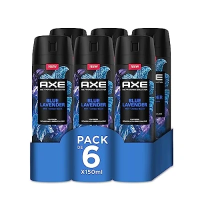 Imagen de Axe Pack Ahorro Desodorante en aerosol para hombre Blue Lavender Fragancia Premium, 6 x 150 ml