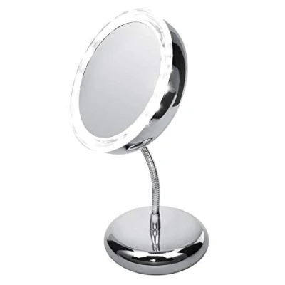 Imagen de Adler AD2159 Espejo con Iluminación Led para Maquillarse Portátil de 5 Aumentos, 15 cm, Gris