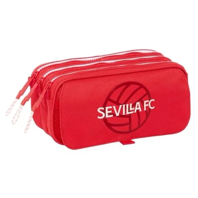 Imagen de Safta Sevilla FC Portatodo Triple Big, Estuche Infantil, Niño, Ideal para Niños en Edad Escolar, Cómodo y Versátil, Calidad Resistencia, 21.5x8x10 cm, Color Rojo