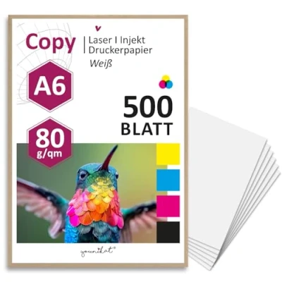 Imagen de 500 hojas de papel en blanco 80 g/m² color I copia recetas DIN A6 dv_1310