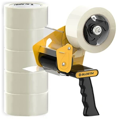 Imagen de BLOSTM Dispensador Cinta Embalaje Y 6 Rollos Embalar Claro Para Mudanzas, Sellado De Cajas Paquetes, Etc.