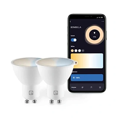 Imagen de Garza Smart Pack 2 Bombilla LED Inteligente WiFi Dicroica GU10, 4.5W (equivale a 40W de incandescencia), E27, CCT, Intensidad regulable, Programable, Control por voz y app, Alexa/Google, 2.4GHz