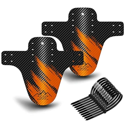 Imagen de NICEDACK Guardabarros MTB, Bicicleta Montaña, MTB Mudguard Delantero y Trasero Compatible se Adapta a 26&quot; 650B 27,5&quot; 29 Pulgadas de Bici Fat Mud Guard (Naranja)