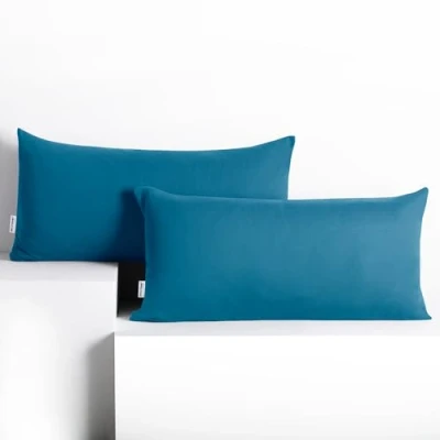 Imagen de DecoKing 2 Fundas de Almohada 40 x 80 cm algodón con Cremallera Azul ámbar
