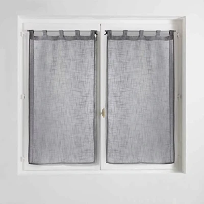 Imagen de Douceur d&#039;Intérieur Haltona Par de Cortinas pasantes, Rectas, Efecto Lino Tejido, 120 x 60 cm, poliéster, Gris, cm