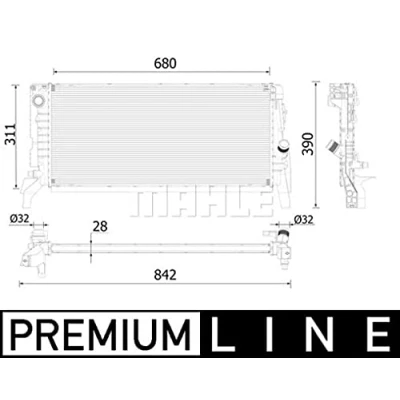 Imagen de MAHLE ORIGINAL CR 2311 000P Radiador, refrigeración del motor para vehículos con enganche de remolque 680 311 28 Aletas soldadas