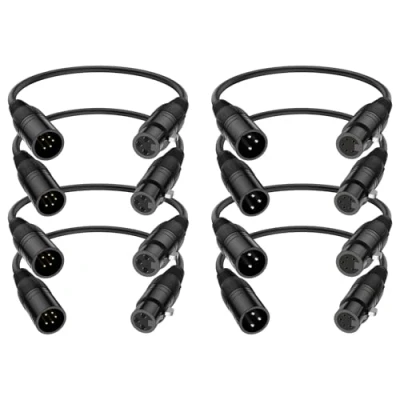 Imagen de J&amp;D Cable XLR, XLR Macho 3 Pines a Hembra 5 y de Audio Pines, Paquete 8 Cables Iluminación DMX 30 cm