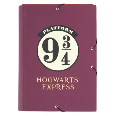 Imagen de Grupo Erik Carpeta solapas Harry Potter Plataforma 9 3/4 A4 tapa dura con goma clasificadora escolar/Carpeta portafolios Vuelta al cole material escolar