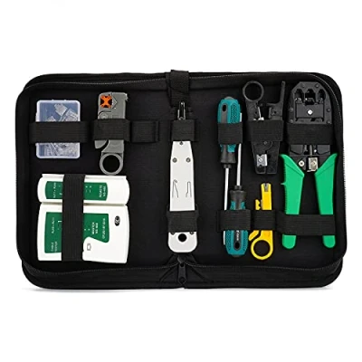 Imagen de Comprobador de Cable Red RJ45 Network Tool Kits, SANMONK Netzwerk Reparaturwerkzeuge Professionell Werkzeug Kabeltester Kit para Patchkabel Wartung RJ11