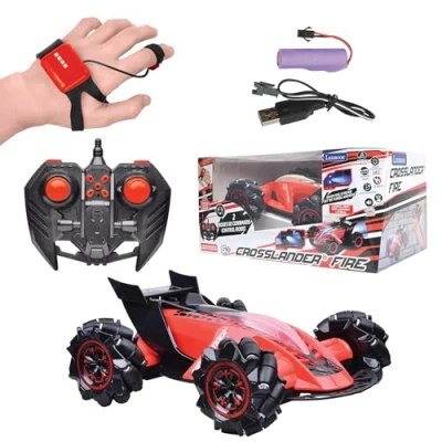 Imagen de Lexibook, Crosslander Fire, coche teledirigido, hasta 12km/h, 4 ruedas motrices, chorro de humo, efectos luz y sonido, música, mando a distancia pulsera control gestual, recargable, RC60