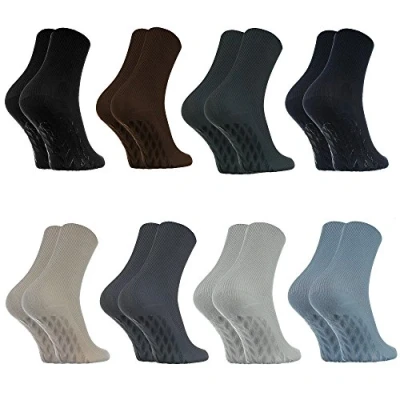 Imagen de Rainbow Socks Hombre Mujer Calcetines Diabéticos Sin Goma Antideslizantes ABS 4 Pares Rojo Verde Amarillo Azul Talla 42 43