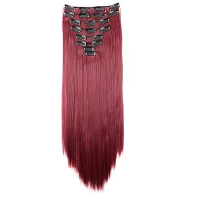 Imagen de CAISHA XXL 50cm 8 Piezas SET Clip In Extensions Extensión De Cabello Postizo Liso Rojo CES112
