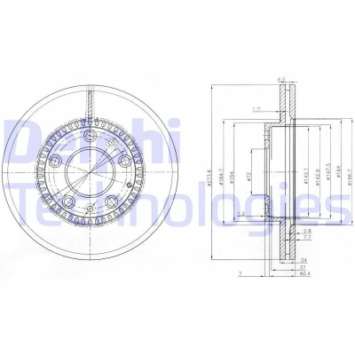 Imagen de DELPHI BG3724 Disco de freno 273 24 5 ventilado aceitado sin procesar cojinete rueda, anillo sensor ABS MAZDA: 6 Berlina, Hatchback, Wagon