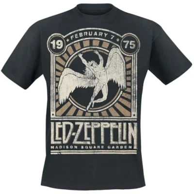 Imagen de Led Zeppelin Madison Square Garden 1975 Hombre Camiseta Negro S, 100% algodón, Regular
