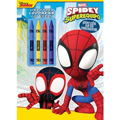 Imagen de Spidey y su superequipo. Libro para colorear Con ceras: pegatinas