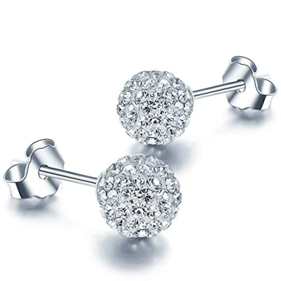 Imagen de Infinite U 925 Plata Cristal de Austria 8mm bola clavos/pendientes para mujeres/niñas, ley, cristal,