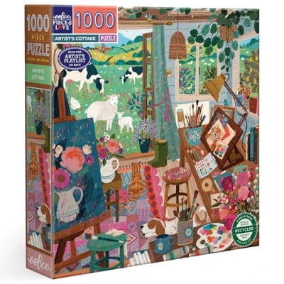 Imagen de eeBoo Artist&#039;s Cottage Puzzle de 1000 Piezas cartón Reciclado y Tinta Vegetal, x 58,5 cm (PZT118)