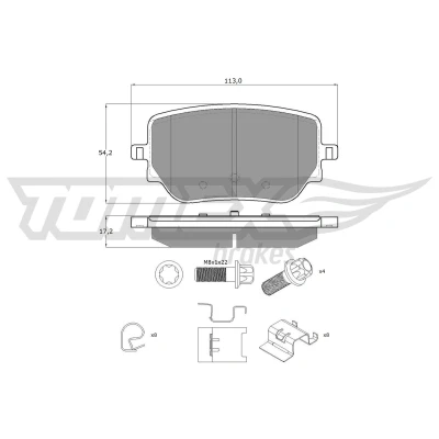 Imagen de TOMEX brakes TX 19 49 Juego de pastillas freno Eje trasero no preparado para indicador desgaste con tornillos pinza accesorios