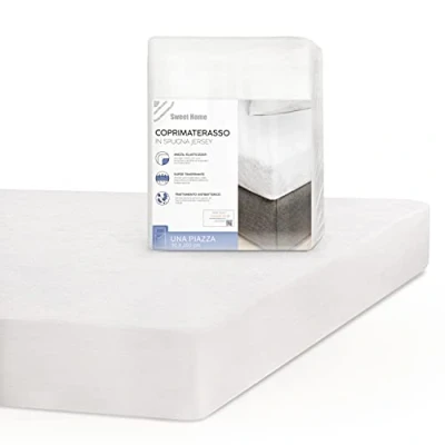 Imagen de Sweet Home Funda Colchon 90x200x25h cm para Cama Individual 1 Plaza de Jersey y Algodón Anti Bacterias Transpirable, Cubre Elástico, Lavable Ajustable, Protector con Esquinas