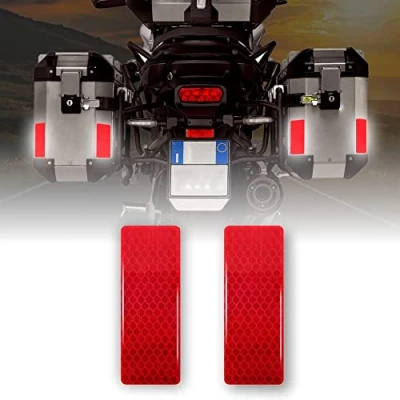 Imagen de 4R Quattroerre.it 5750 Reflectantes Adhesivos 3D para Maletines Moto, Rojo, 2 Piezas, 4 x 10 cm