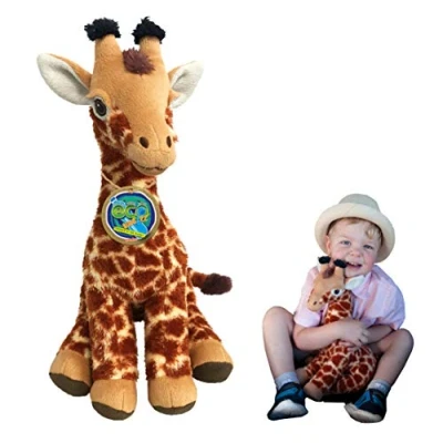 Imagen de EcoBuddiez Jirafa de Deluxebase. Peluche Grande 35 cm elaborado con Botellas plástico recicladas. Lindo ecológico Forma animalito para niños pequeños.