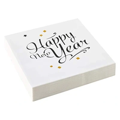 Imagen de Amscan 9902272 Golden Wishes Servilletas (20 unidades, 33 x cm), color blanco y negro , color/modelo surtido