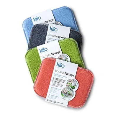 Imagen de Kilo Scrubby Sponge Estropajo antiarañazos con núcleo Absorbente, Juego de 4 Multiuso, Acero Inoxidable, 17x13cm Set of 4,